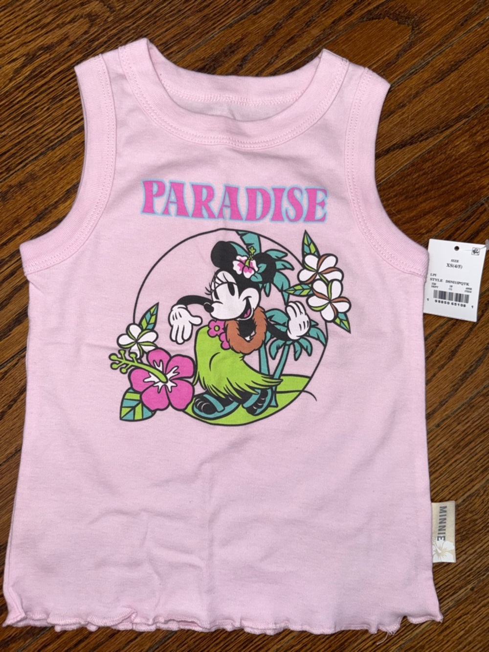 Girls Disney Minnie Mouse 'Paradise' Pink Tank Top. NWT.